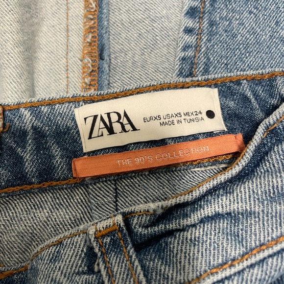 ZARA THE 90s PATCHWORK JEAN MAXI STRAIGHT DENIM SKIRT Y2K BOHOCORE XS - Picture 7 of 7